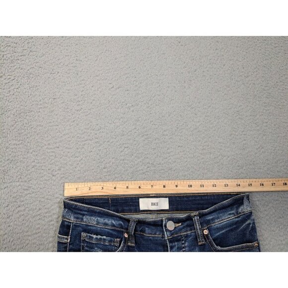 BKE Denim Parker Shorts Womens 27 Bermuda Stretch Jean Jorts Buckle Blue - Picture 7 of 16